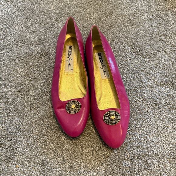 ENZO ANGIOLINI Vintage Fuchsia Leather Flat with decor Shoes Size 8M - Picture 1 of 5